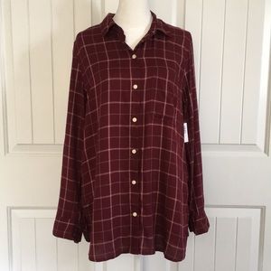 NWT! Old Navy Oversized Plaid Button Down Shirt Size Medium